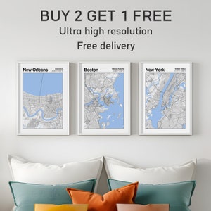 New Orleans City Map Print or ANY location 3 for 2 | Custom Wall Art | City Map Art | Street Map Art | Personalized Map Print