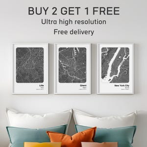 Lille City Map Print or ANY location 3 for 2 | City Map Gift | Street Map Art | Custom Wall Art | Lille Map Print | City Map Art | Map Print