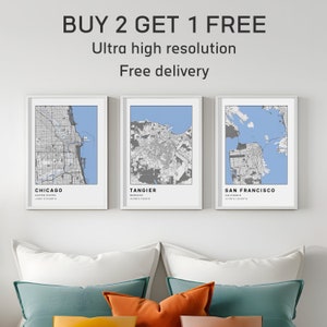 Chicago City Map Print or ANY location 3 for 2 | Chicago City Street Map | City Poster Wall Art | Map of  Chicago | Map Print | City Map Art