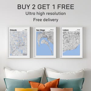 Orlando City Map Print or ANY location 3 for 2 | Personalized Map Print | City Poster Wall Art | Orlando City Street Map | Orlando Map Print