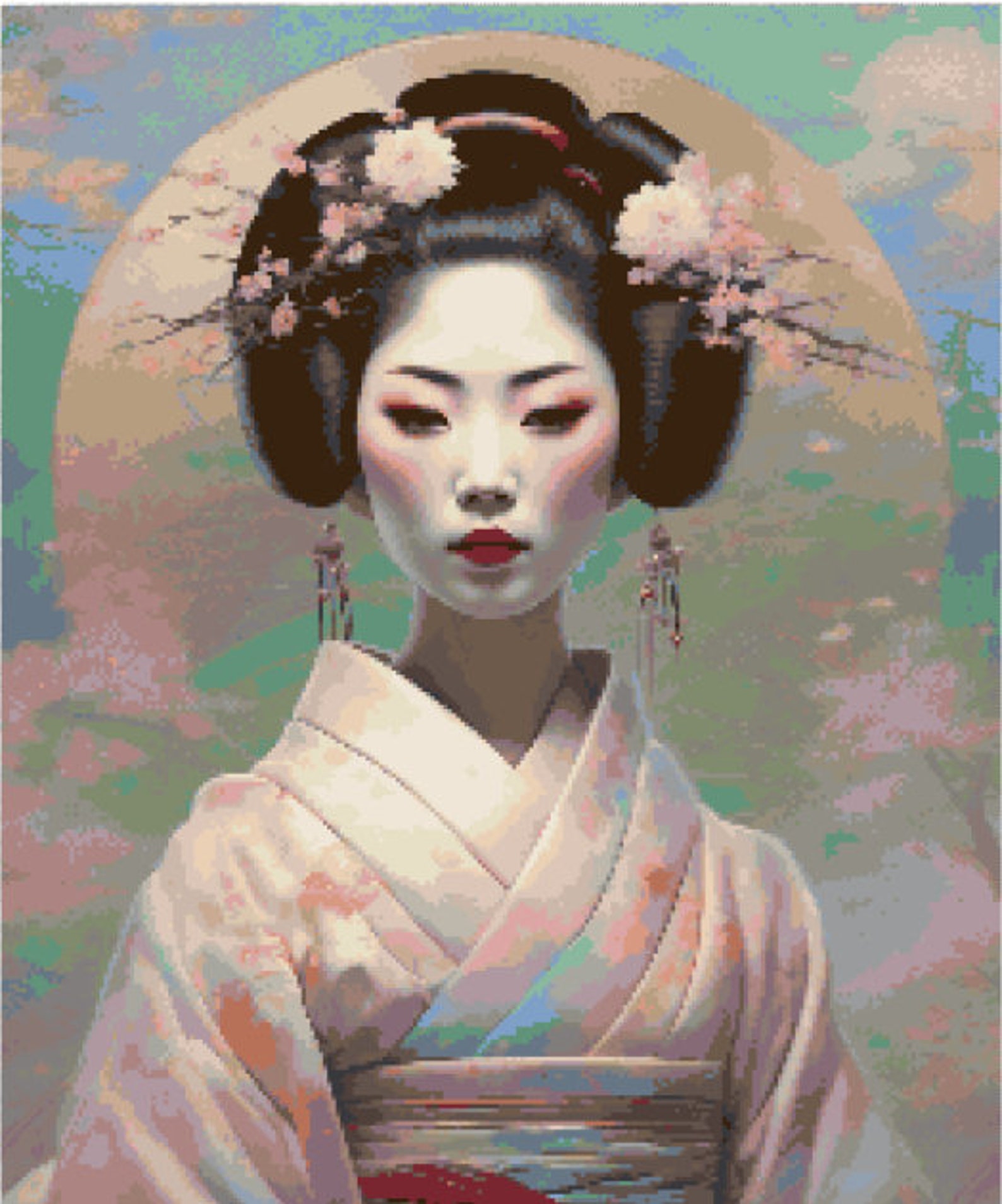 Geisha Cross Stitch Pattern - Etsy