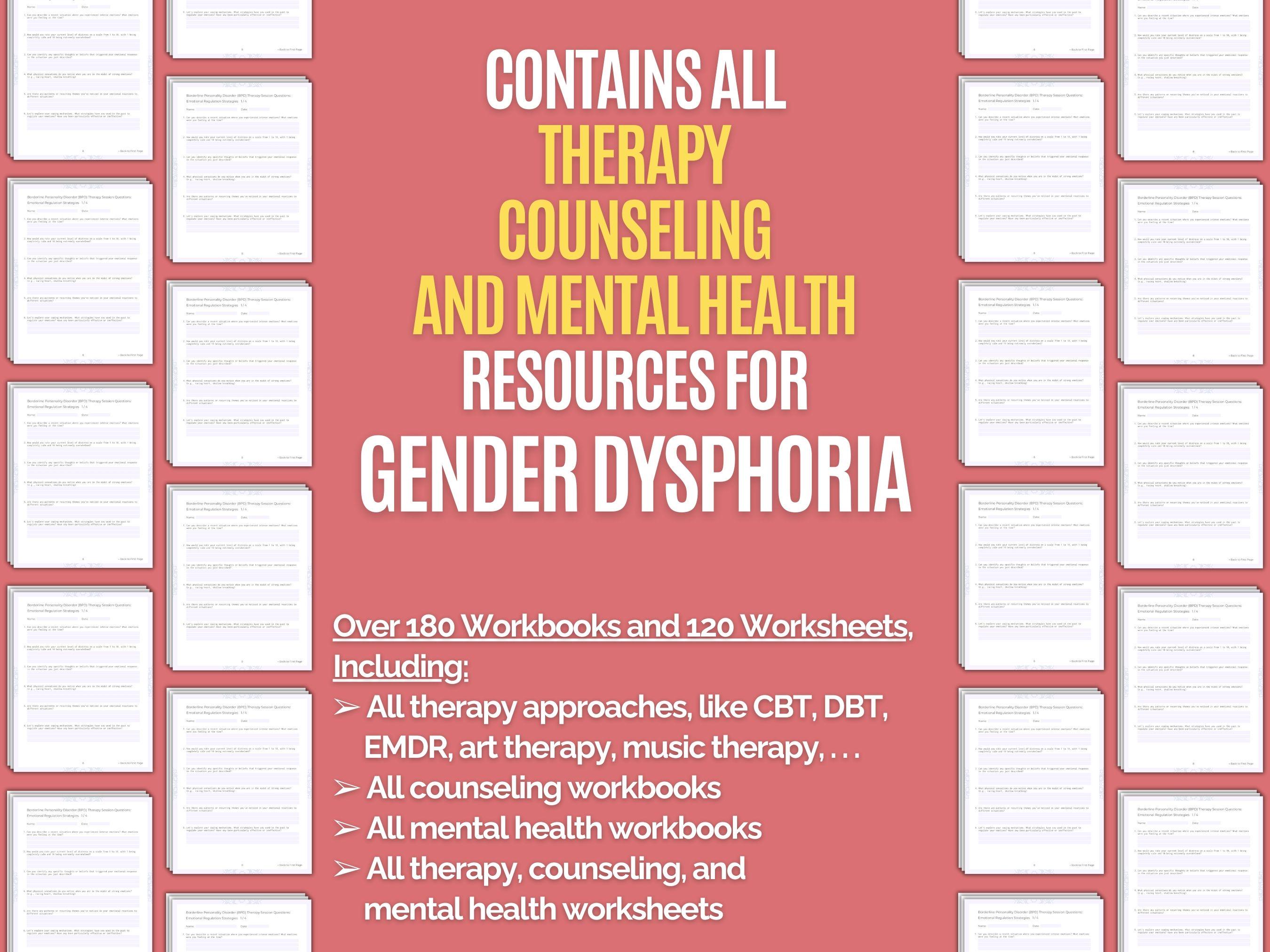 Gender Dysphoria Therapy Mega Bundle | Gender Dysphoria Counseling, Mental Health, Session ...