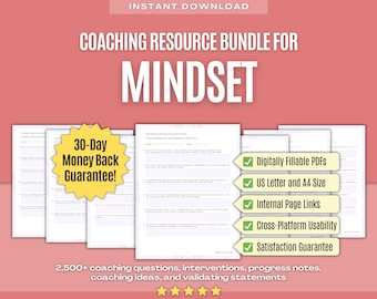 Mindset Coaching Resource Bundle | Coaching Questions, Coaching Interventions, Coaching Progress Notes, Coaching Ideas, Workbook, Template