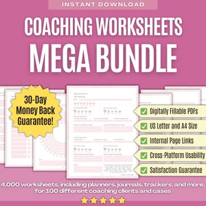 Coaching Worksheets MEGA BUNDLE | 4,000 Pages, Journals, Workbooks, Therapy, Templates, Planners, Counseling, Resources, Notes, Cheat Sheet
