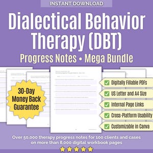 Dialectical Behavior Therapy (DBT) • Progress Notes Mega Bundle • Dialectical Skills, Workbooks, Session Notes, Counseling Documentation