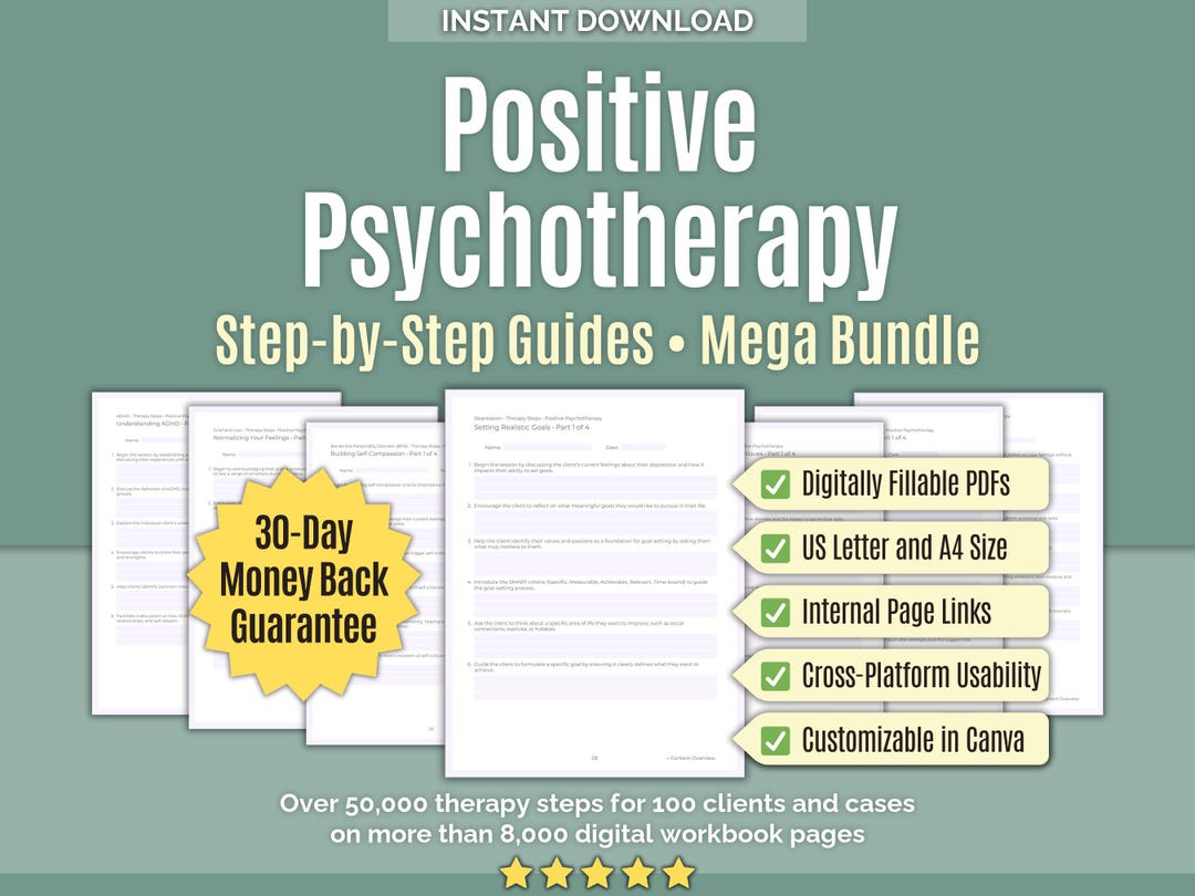Positive Psychotherapy • Therapy Steps Mega Bundle • Step by Step ...