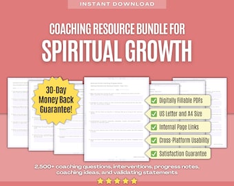 Spiritual Growth Coaching Resource Bundle | Coaching Questions, Coaching Interventions, Coaching Progress Notes, Coaching Ideas, Workbook