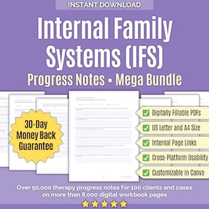Interna familjesystem (IFS) • Megapaket med framstegsanteckningar • Klinik, Verktyg, Canva, Mental hälsa, Arbetsböcker, Terapi