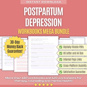 Postpartum Depression Therapy Mega Bundle | Postpartum Depression Counseling, Mental Health, Session Questions, Interventions, Activities