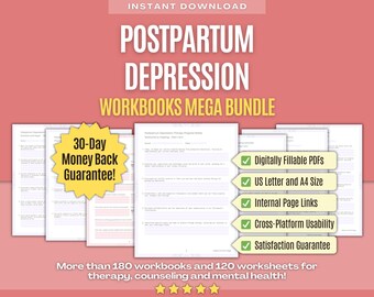 Postpartum Depression Therapy Mega Bundle | Postpartum Depression Counseling, Mental Health, Session Questions, Interventions, Activities