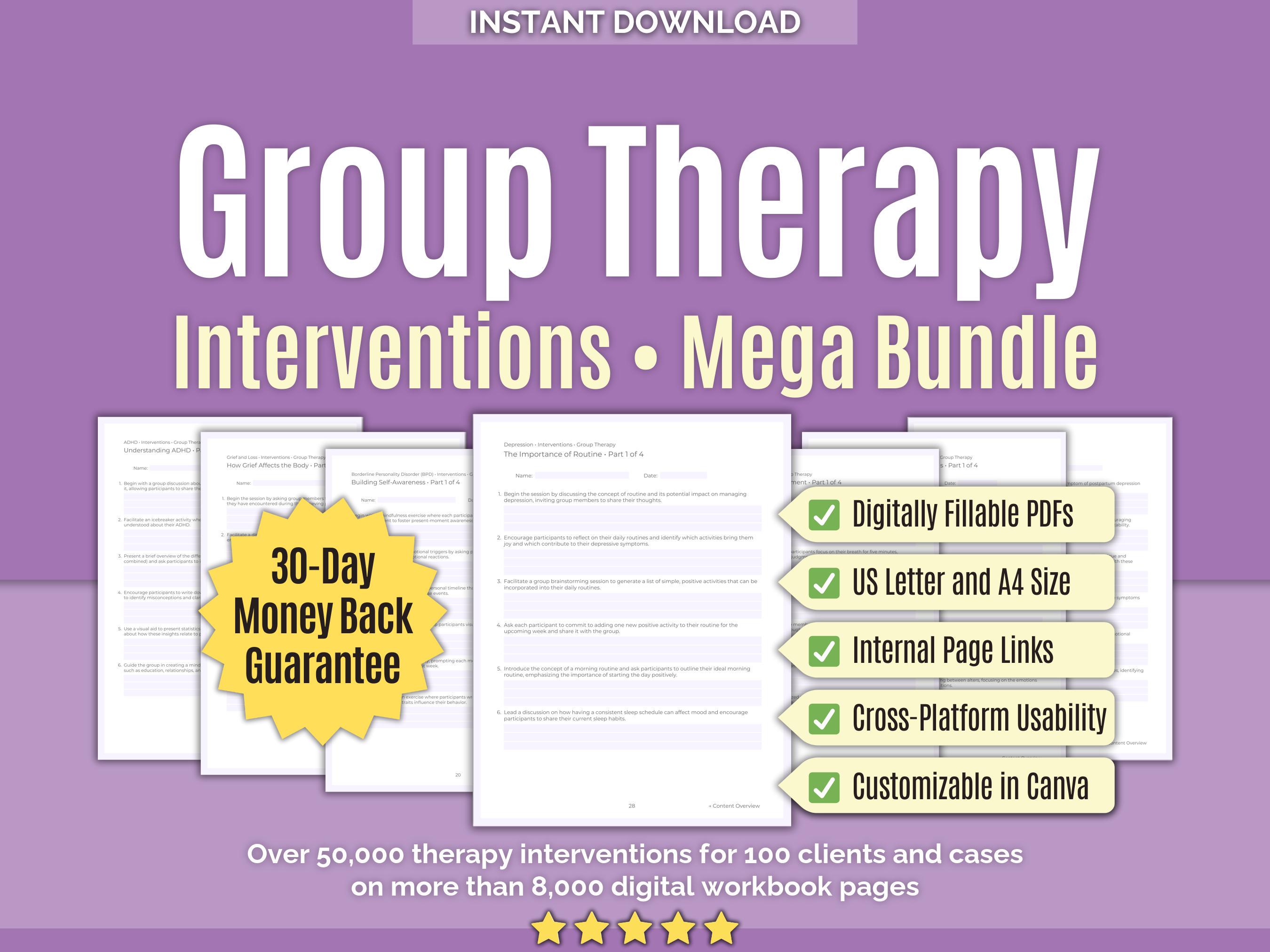 Group Therapy • Interventions Mega Bundle • Counseling Tools, Group ...