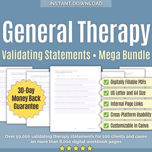 General Therapy • Validating Statements Mega Bundle • Mental Health, Mental Health, Templates, General, Therapeutic Statements, Counseling