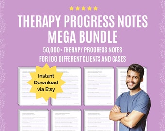 Therapy Progress Notes MEGA BUNDLE | Therapy, Note, Therapist, Counselor, Counseling, Mental Health, Worksheet, Template, Workbook