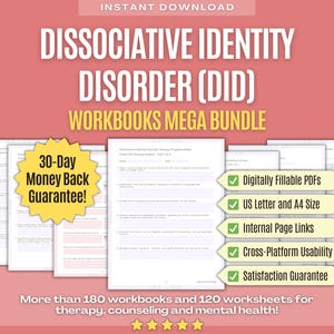 Dissociative Identity Disorder Therapy Mega Bundle | Dissociative Identity Disorder (DID) Counseling, Mental Health, Session Questions, Tool