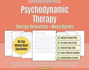 Psychodynamische Therapie • Therapie Ressourcen Mega Bundle • Beratung, Mentale Gesundheit, Tiefen Seelsorge, Vorlagen, Arbeitsmappen, Arbeitsblätter, Werkzeuge