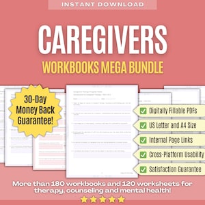 Caregivers Therapy Mega Bundle | Caregivers Counseling, Mental Health, Session Questions, Interventions, Progress Notes, Activities, Tool