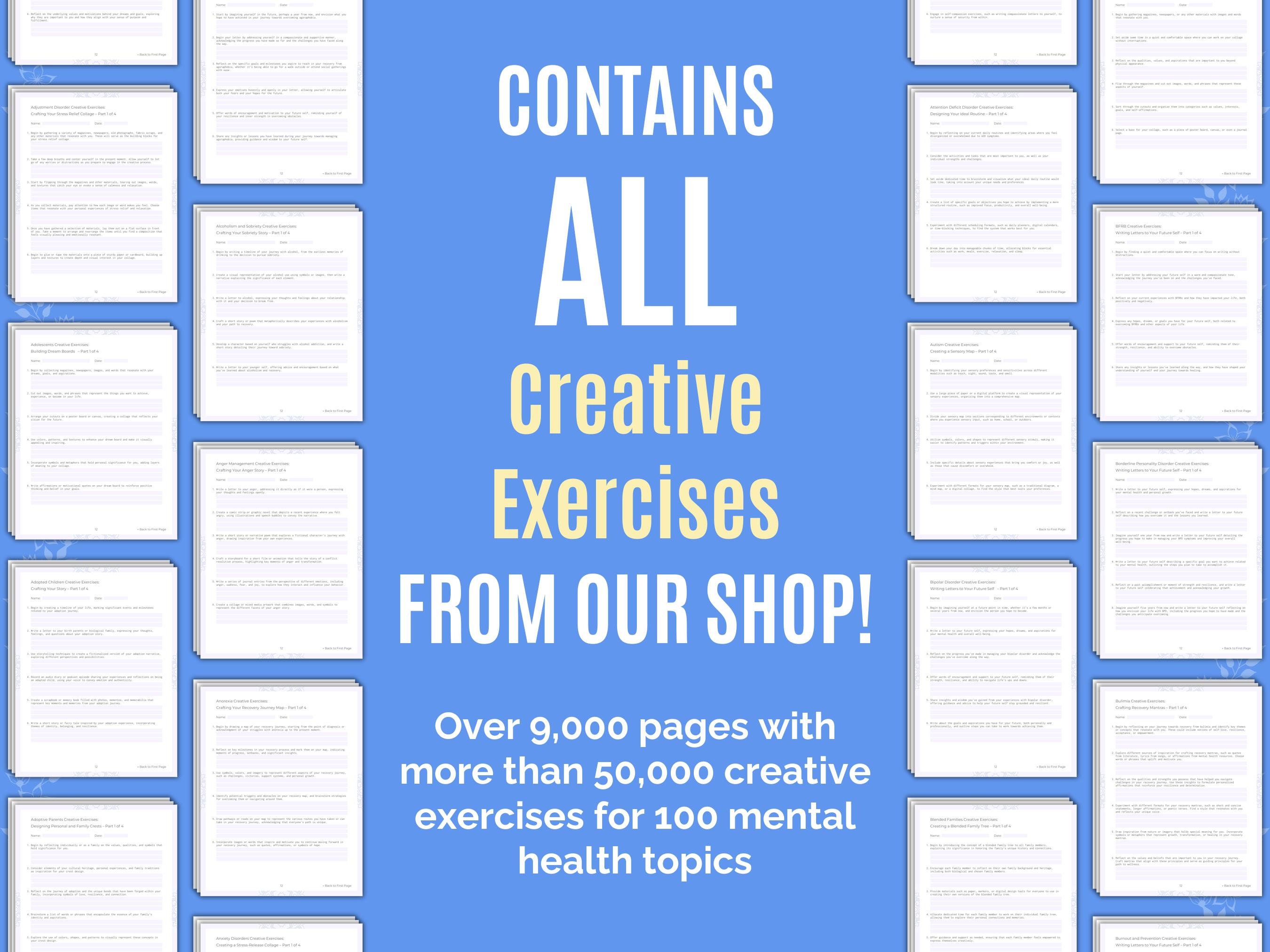 Creative Mental Health Exercises MEGA BUNDLE | Art, Exercise ...