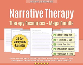 Narrative Therapy • Resources Mega Bundle • Workbooks, Externalization, Templates, Canva, Story Rewriting, Counseling, Life