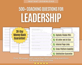 Leadership Coaching Questions | Coaching, Workbook, Template, Worksheet, Resource, Tool, Coach, Bundle, eBook, Content, Program, Gift, Idea