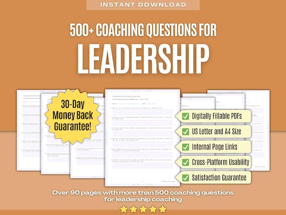 Leadership Coaching Questions | Coaching, Workbook, Template, Worksheet, Resource, Tool, Coach, Bundle, eBook, Content, Program, Gift, Idea