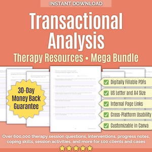 Transactional Analysis • Therapy Resources Mega Bundle • Tools, Templates, Counseling, Mental Health, Worksheets, Workbooks, Canva