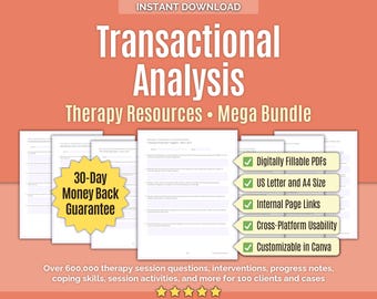 Transactional Analysis • Therapy Resources Mega Bundle • Tools, Templates, Counseling, Mental Health, Worksheets, Workbooks, Canva