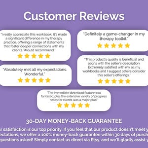 5‑star reviews + 30‑day money‑back Therapy Progress Notes Shadow Work English