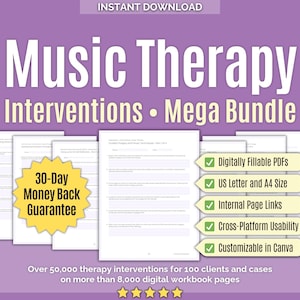Musicoterapia • Mega Bundle di interventi • Schede di lavoro, interventi clinici, quaderno di esercizi musicali, attività musicali, musica terapeutica, strumenti