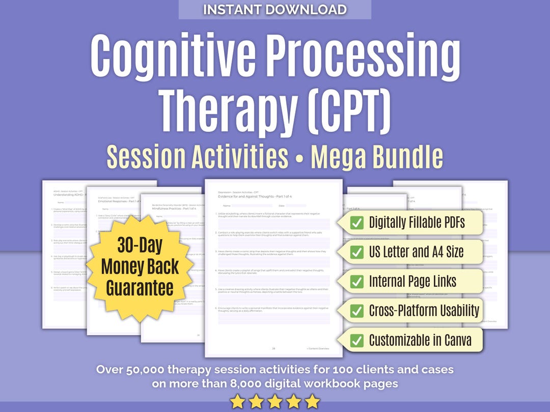 Cognitive Processing Therapy (CPT) • Session Activities Mega Bundle ...