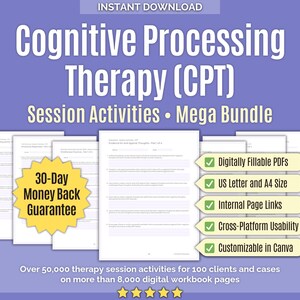 Cognitive Processing Therapy (CPT) • Session Activities Mega Bundle • Mental Health, Workbooks, Session Worksheets, Session Activities
