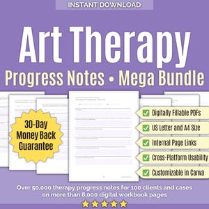 Art Therapy • Progress Notes Mega Bundle • Counseling, Art Therapy Notes, Tools, Progress Note Template, Canva, Art Activities, Session Note