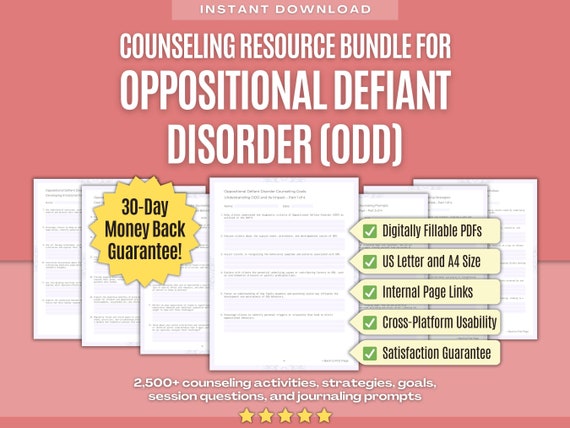 Oppositional Defiant Disorder (ODD) Counseling Resource Bundle | Counseling Activities, Counseling Strategies, Counseling Goals, Therapist