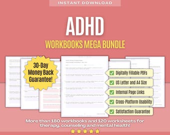 ADHD Therapy Mega Bundle | ADHD Counseling, Mental Health, Session Questions, Interventions, Progress Notes, Activities, Worksheets, Tool