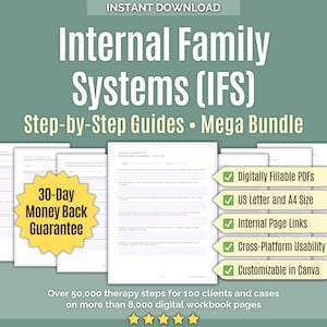 Internal Family Systems (IFS) • Therapy Steps Mega Bundle • Worksheets, Canva, Counseling, Step By Step Therapy, Workbooks, Tools, Templates