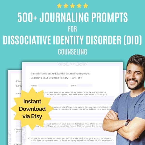 Dissociative Identity Disorder (DID) Journaling Prompts | Counseling, Journal, Prompts, Therapist, Therapy, Counselor, Mental Health, Idea