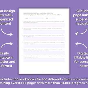 Design example – modern layout workbook Therapy Progress Notes Shadow Work English