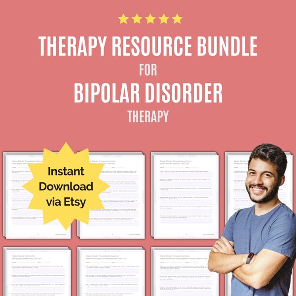 Bipolar Disorder Therapy Resource Bundle | Therapy Session Questions, Therapy Interventions, Therapy Progress Notes, Validating Statements