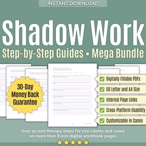 Shadow Work • Therapy Steps Mega Bundle • Counseling, Tools, Healing Steps, Templates, Mental Health, Unconscious Parts, Shadow Prompts