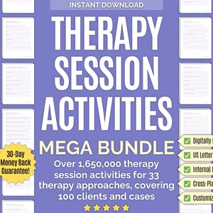 Therapy Session Activities Mega Bundle • Session Activities, Session Worksheets, Counseling Exercises, Tools, Workbooks, Therapy Games