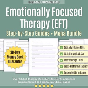 Terapia Focalizada en las Emociones (TFE) • Paquete completo de pasos terapéuticos • Hojas de trabajo, guía terapéutica, vínculo de pareja, pasos para la sanación, salud mental