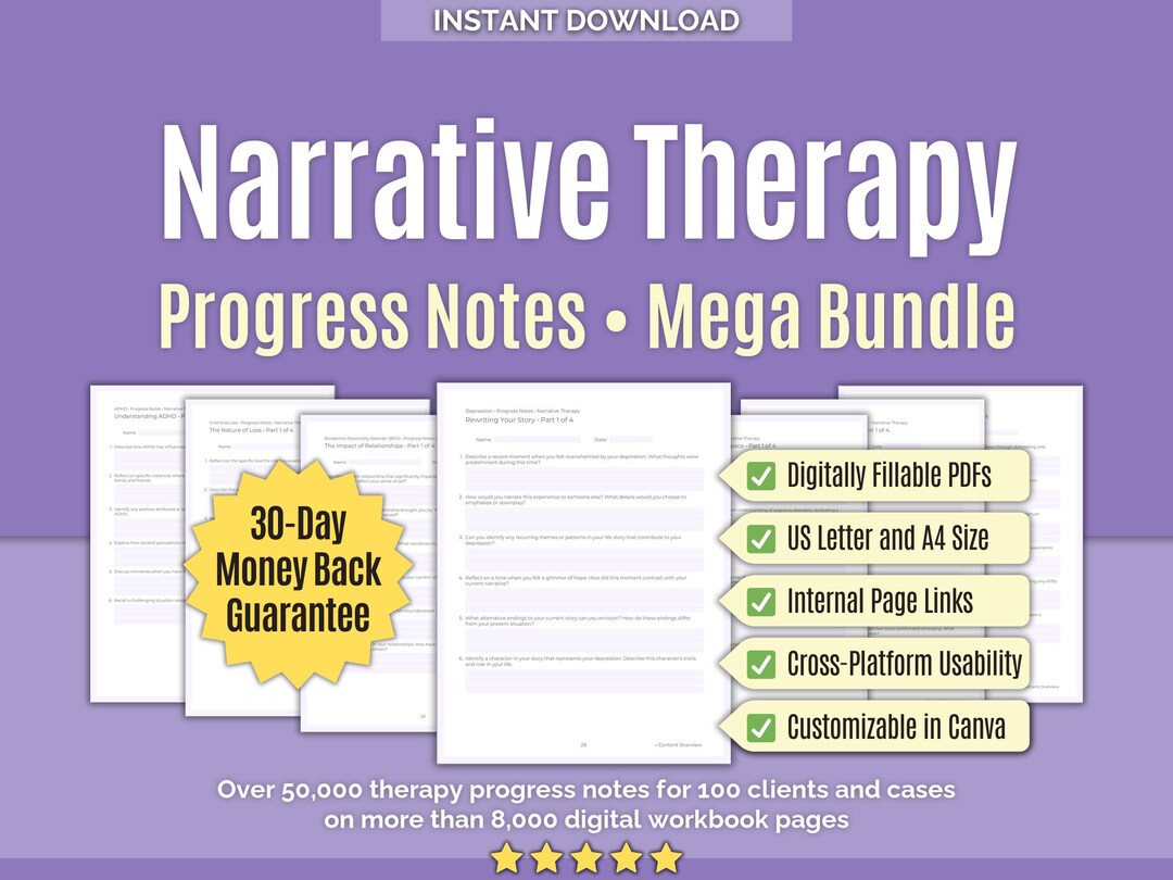 Narrative Method Notes Narrative Therapy • Progress Notes Mega Bundle • Counseling ...