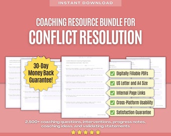 Conflict Resolution Coaching Resource Bundle | Coaching Questions, Coaching Interventions, Coaching Progress Notes, Coaching Ideas, Workbook