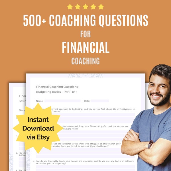 Financial Coaching Questions | Coaching, Workbook, Template, Worksheet, Resource, Tool, Coach, Bundle, eBook, Content, Program, Gift, Idea