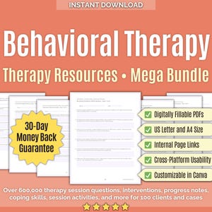 Behavioral Therapy • Resources Mega Bundle • Behavior Modification, Tools, Templates, Canva, Worksheets, Workbooks