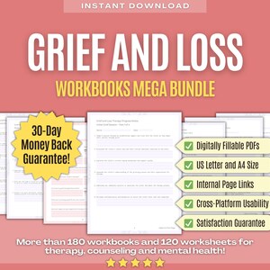 Grief and Loss Therapy Mega Bundle | Grief and Loss Counseling, Mental Health, Session Questions, Interventions, Progress Notes, Activities