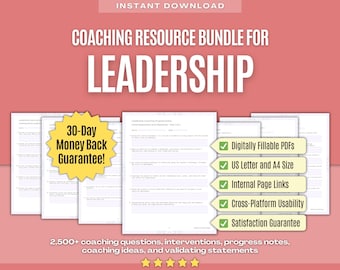 Pacchetto di risorse per il coaching di leadership / Domande di coaching, Interventi di coaching, Note sui progressi di coaching, Idee di coaching, Quaderno di lavoro, Strumento