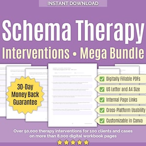 Schema Therapy • Interventions Mega Bundle • Therapy Techniques, Canva, Counseling, Clinical Interventions, Schema Modes, Mental Health
