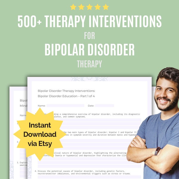 Bipolar Disorder Therapy Interventions | Therapy, Intervention, Strategy, Therapist, Counselor, Counseling, Mental Health, Worksheet, Idea