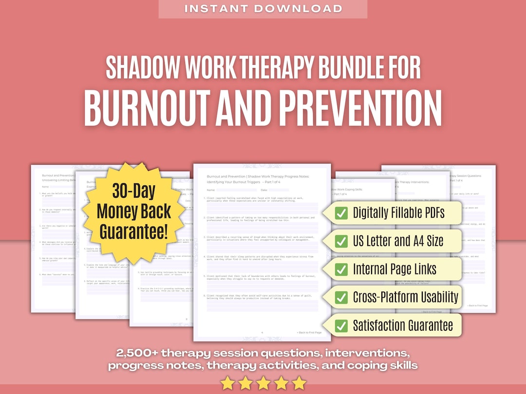 Burnout and Prevention Shadow Work Therapy Resource Bundle Shadow Work ...