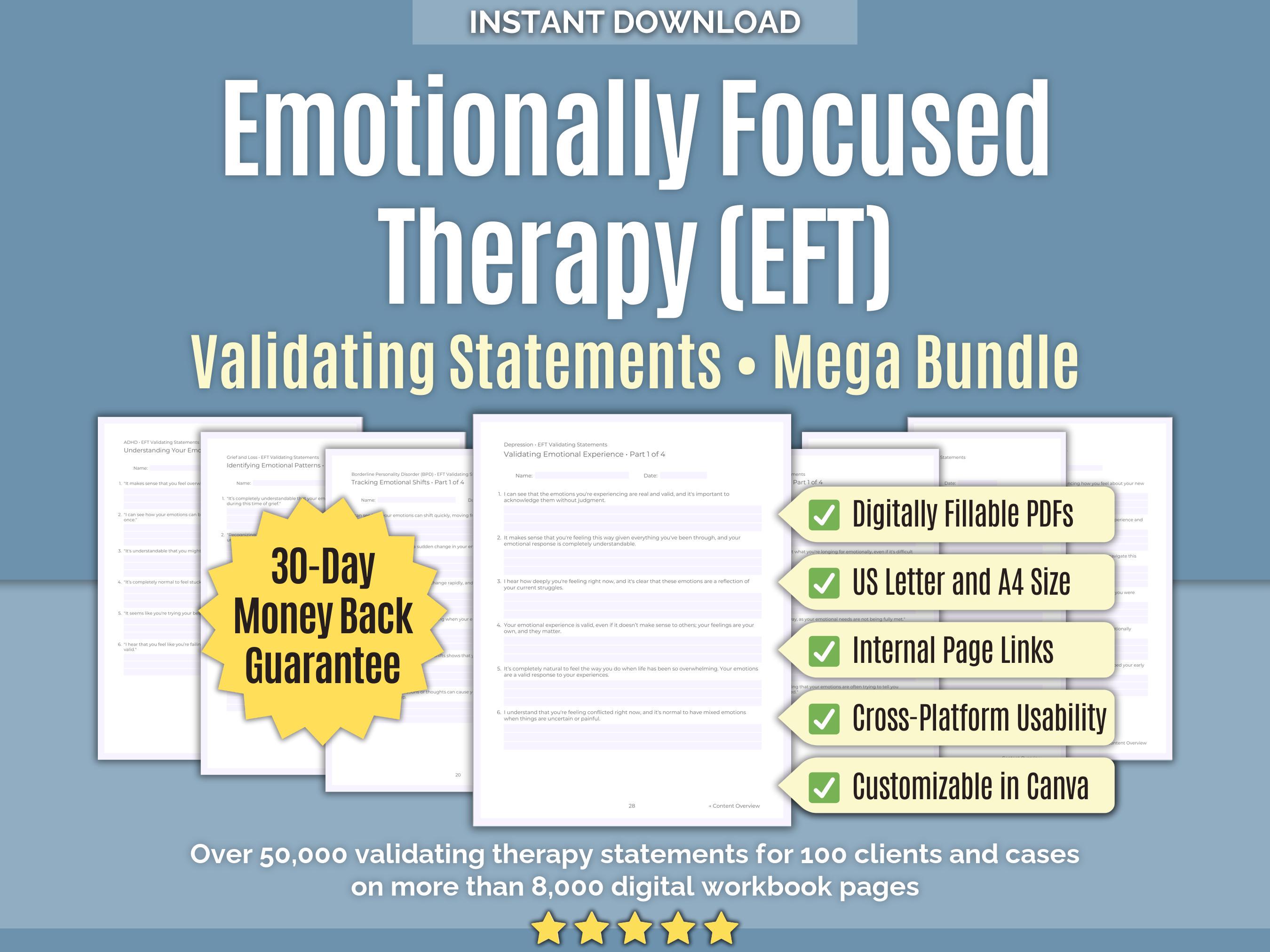 Emotionally Focused Therapy (EFT) • Validating Statements Mega Bundle • ENGLISH • Counseling, Worksheets, Empathy Prompts, Couples Bonding